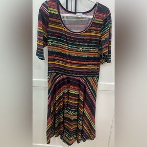 LuLaRoe Multicolor Striped Midi Dress
